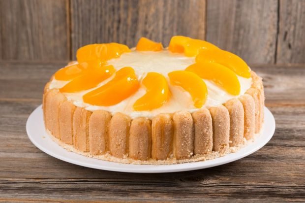 Cake with canned peaches without baking 