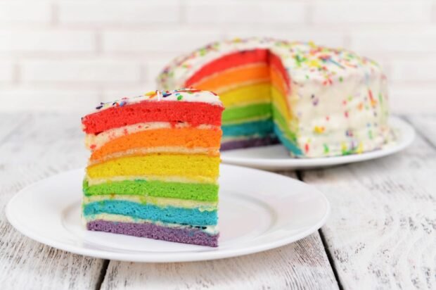 Rainbow homemade cake is a simple and delicious recipe, how to cook step by step