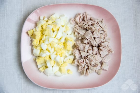 Salad with chicken, eggs and celery: photo of recipe preparation, step 1