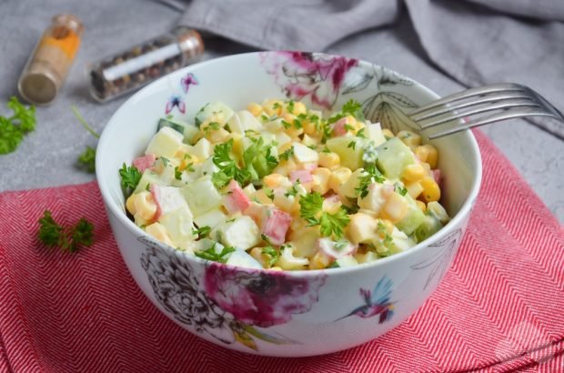 Russian crab salad with parsley