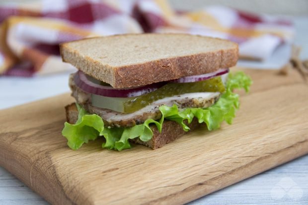 Sandwich with homemade boiled pork – a simple and delicious recipe with photos (step-by-step)