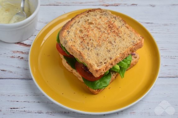 Vegetarian spinach sandwiches: photo of recipe preparation, step 4