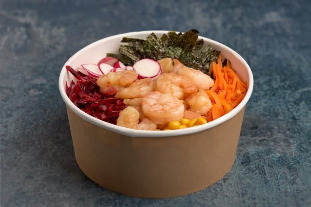 Poke with shrimp and vegetables