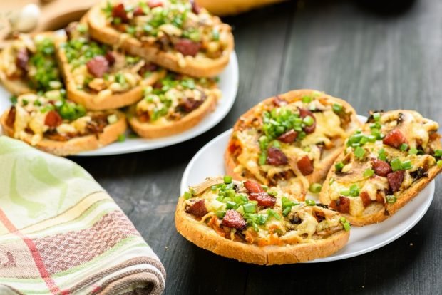 Sandwiches on a loaf in the oven 