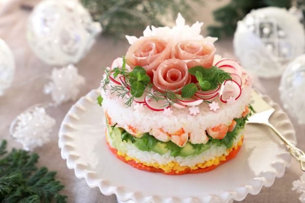 Sushi cake with shrimp is a simple and delicious recipe, how to cook step by step