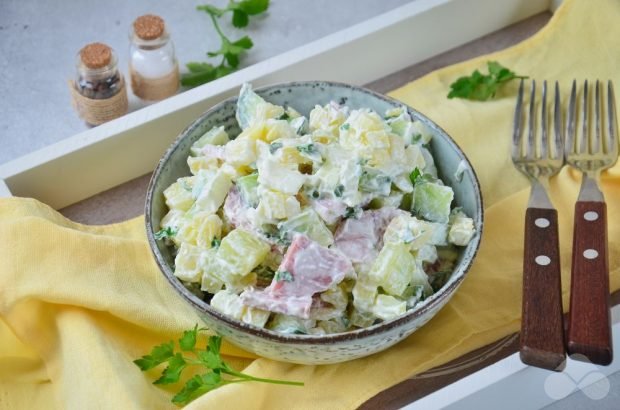 Potato salad with smoked sausage – a simple and delicious recipe with photos (step by step)