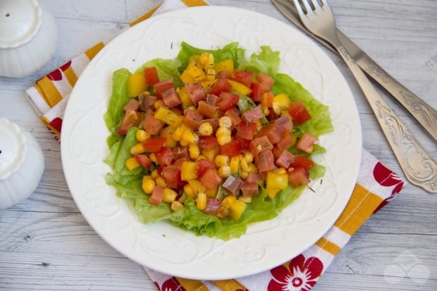 Salad with red fish, corn and vegetables – a simple and delicious recipe with photos (step by step)