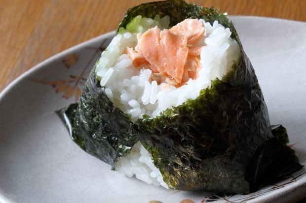 Onigiri with pink salmon