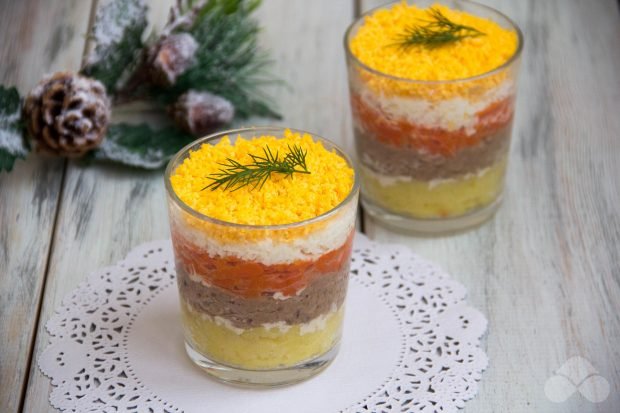 Mimosa puff salad in glasses