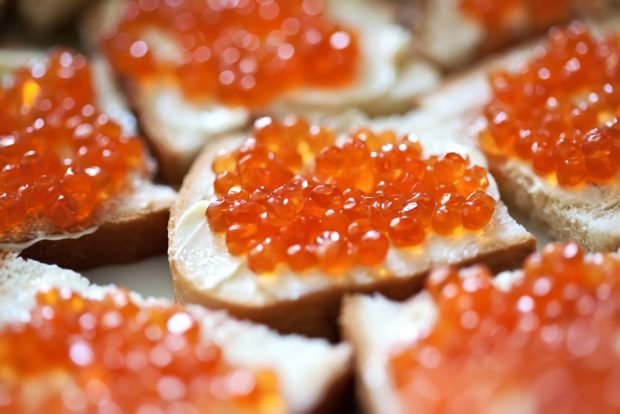 Classic sandwiches with red caviar