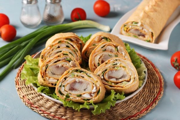 Lavash roll with herring