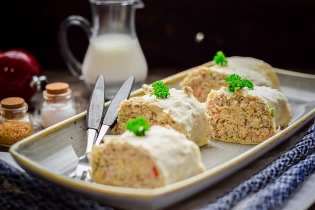 Crab roll in lavash with cheese