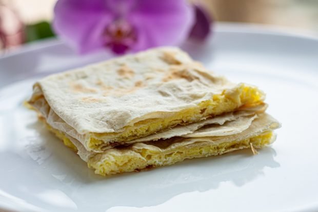 Hot pita bread sandwiches in a frying pan