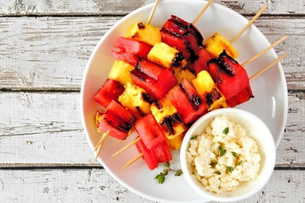 Watermelon with pineapple on the grill