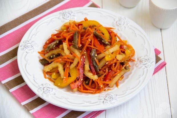 Beef, vegetable and Korean carrot salad