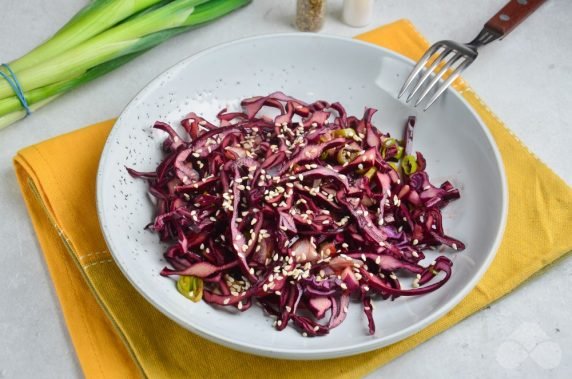 Red cabbage salad with onions: photo of recipe preparation, step 4