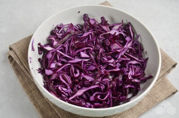 Red cabbage salad with onions: photo of recipe preparation, step 1