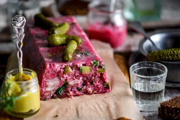 Pork, beetroot and horseradish terrine