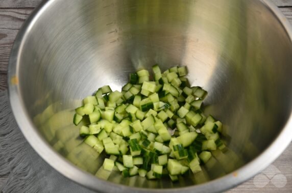 Olivier with sausage and yogurt: photo of recipe preparation, step 1