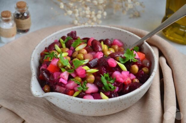 Vinaigrette with green peas and beans: photo of recipe preparation, step 6