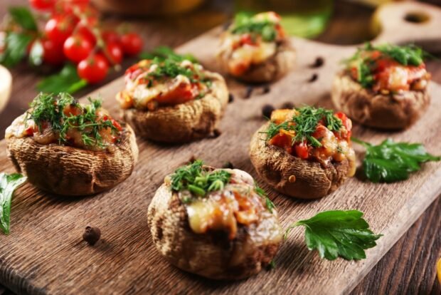 Stuffed mushrooms with vegetables and herbs