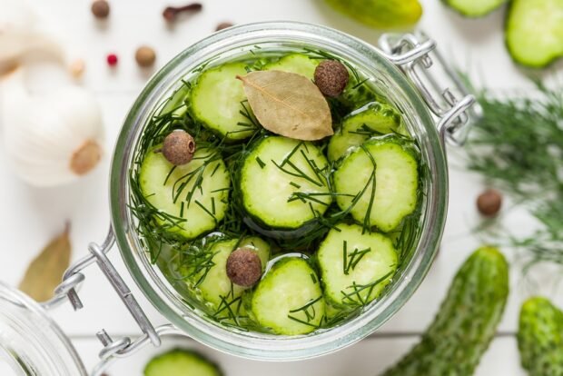 Pickled cucumbers in circles