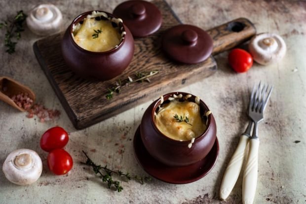 Julienne in pots in the oven