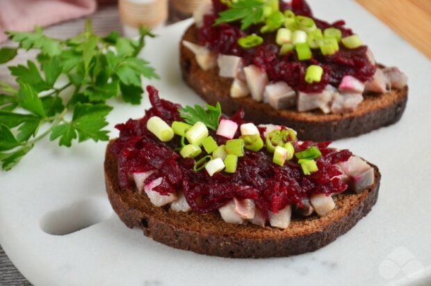 Sandwiches with herring under a fur coat