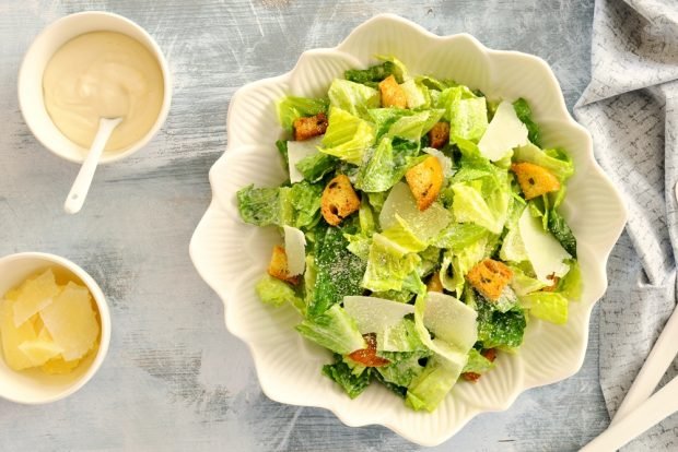 Caesar salad with homemade mayonnaise 