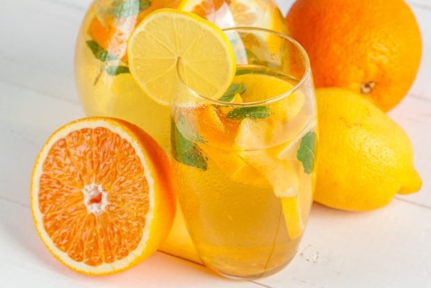 Homemade lemonade from lemons, oranges and mint 