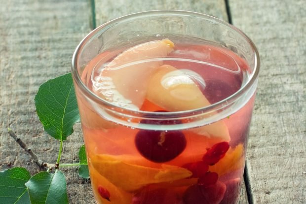 Compote with apples, cherry plum and cherry