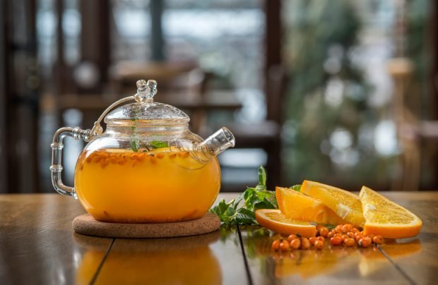 Sea buckthorn tea from frozen sea buckthorn 