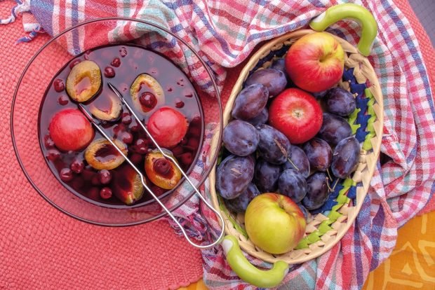 Compote with plums and apples 