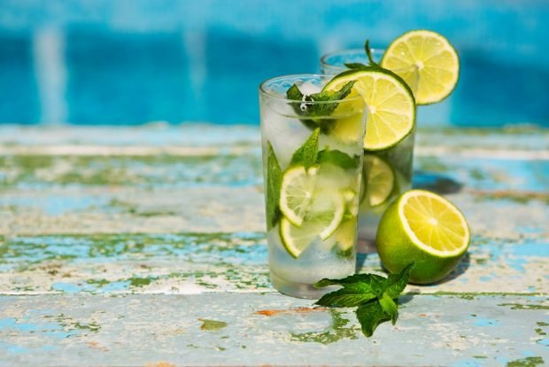 Homemade lemonade with mint and lime 