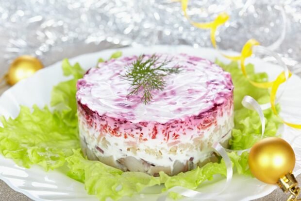 Herring under a fur coat with radish