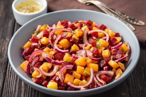 Beetroot, potato and onion salad