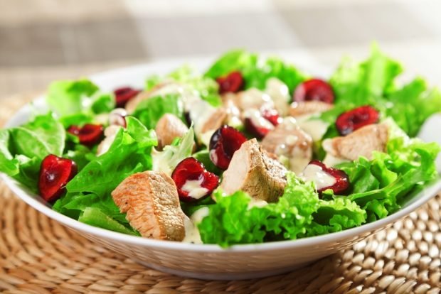 Salad with chicken and cherry – a simple and delicious recipe, how to cook step by step