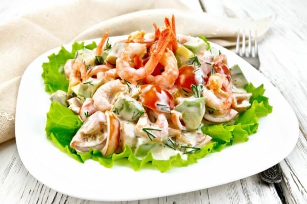 Vegetable salad with shrimp, avocado and sour cream – a simple and delicious recipe, how to cook step by step