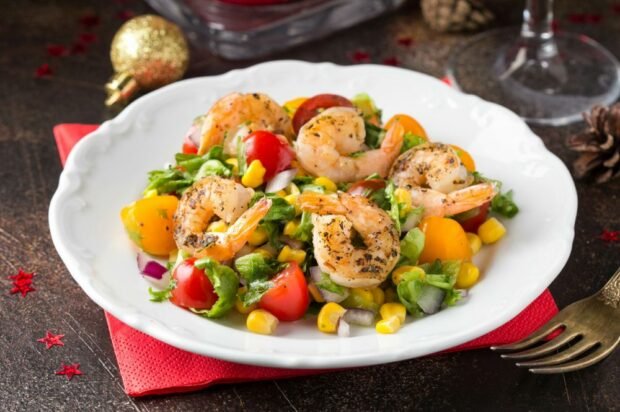 Salad with shrimp, corn and tomatoes – a simple and delicious recipe, how to cook step by step