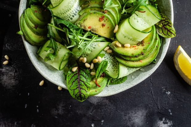 Salad with avocado and cucumber