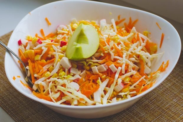 Grated salad with crab sticks