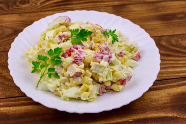 Salad with crab sticks and potatoes