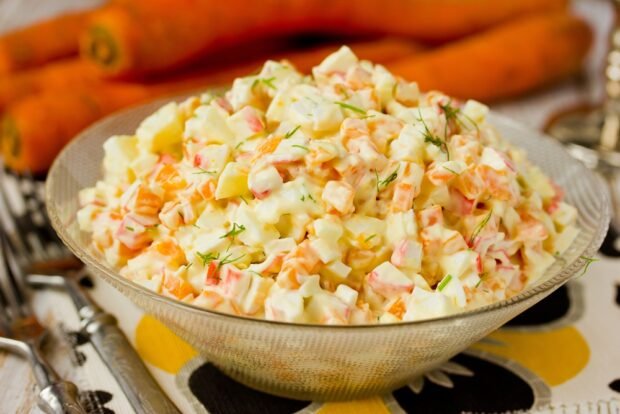 Salad with crab sticks and carrots – a simple and delicious recipe, how to cook step by step