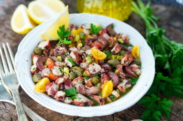 Salad with octopus, vegetables and capers – a simple and delicious recipe, how to cook step by step