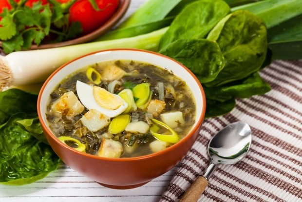 Green borscht with spinach