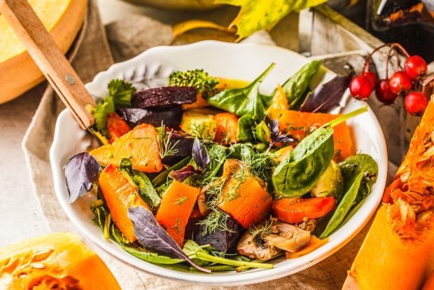 Autumn salad with mushrooms and pumpkin – a simple and delicious recipe, how to cook step by step