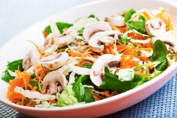 Salad with mushrooms and carrots is a simple and delicious recipe, how to cook step by step