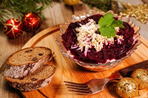 Herring under a fur coat with walnuts