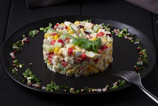 Crab salad with cucumbers and corn – a simple and delicious recipe, how to cook step by step