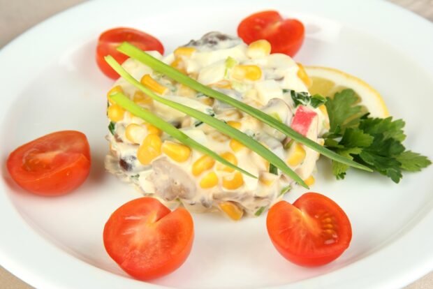 Crab salad with mushrooms